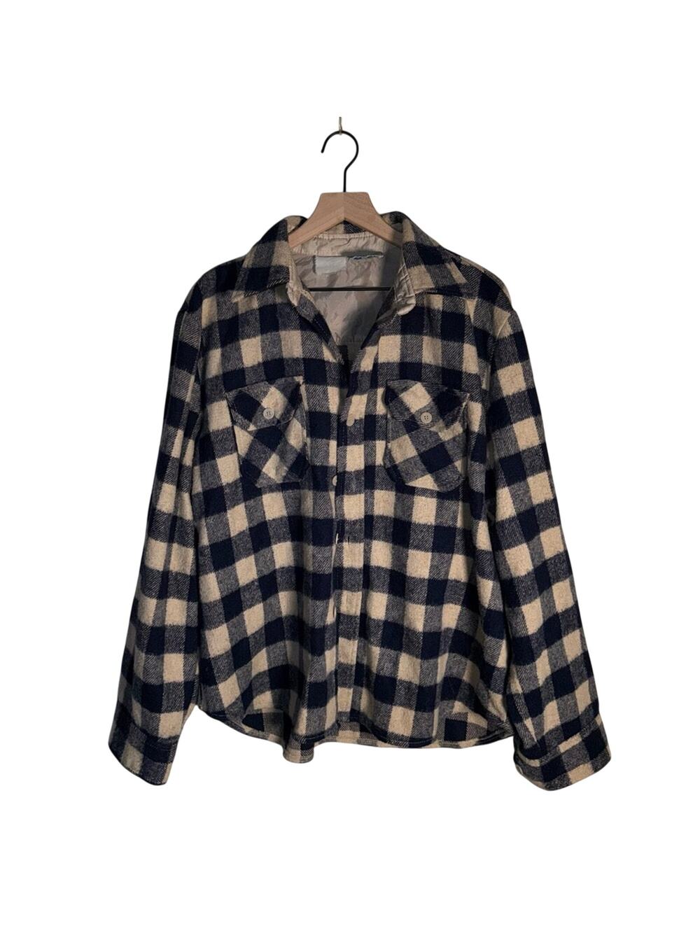 VINTAGE OUTDOOR EXCHANGE Wool blend checked outdoor gorpcore flannel XL